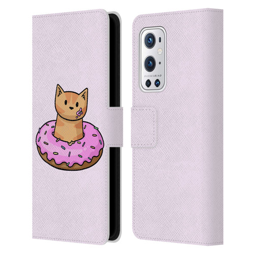 Beth Wilson Doodlecats Donut Leather Book Wallet Case Cover For OnePlus 9 Pro