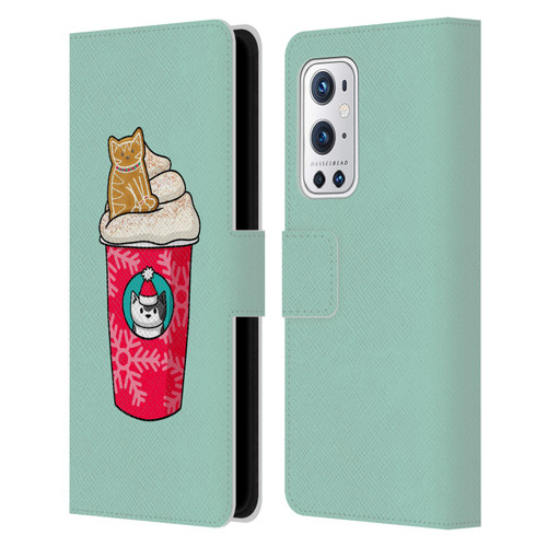 Beth Wilson Doodlecats Gingerbread Latte Leather Book Wallet Case Cover For OnePlus 9 Pro
