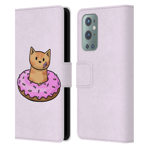 Beth Wilson Doodlecats Donut Leather Book Wallet Case Cover For OnePlus 9