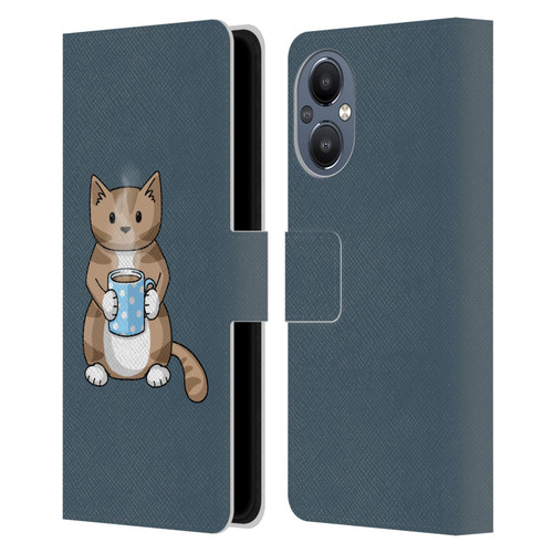 Beth Wilson Doodlecats Coffee Drinking Leather Book Wallet Case Cover For OnePlus Nord N20 5G
