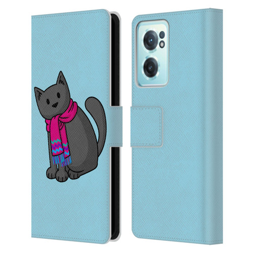 Beth Wilson Doodlecats Cold In A Scarf Leather Book Wallet Case Cover For OnePlus Nord CE 2 5G