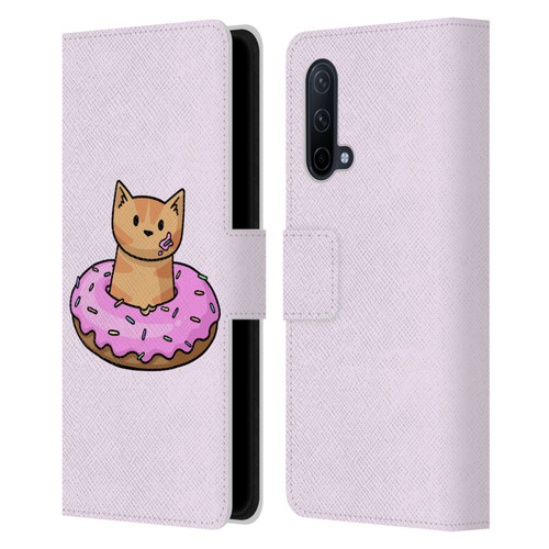Beth Wilson Doodlecats Donut Leather Book Wallet Case Cover For OnePlus Nord CE 5G