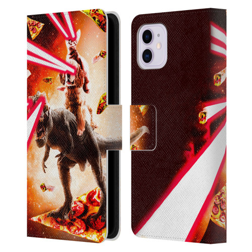 Random Galaxy Space Cat Dinosaur & Dog Lazer Eye Leather Book Wallet Case Cover For Apple iPhone 11