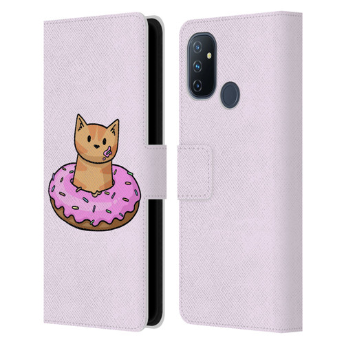 Beth Wilson Doodlecats Donut Leather Book Wallet Case Cover For OnePlus Nord N100