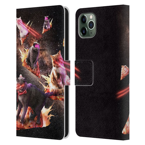Random Galaxy Space Cat Fire Pizza Leather Book Wallet Case Cover For Apple iPhone 11 Pro Max