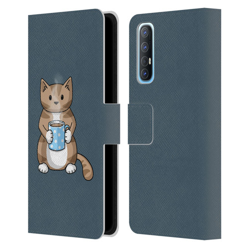 Beth Wilson Doodlecats Coffee Drinking Leather Book Wallet Case Cover For OPPO Find X2 Neo 5G