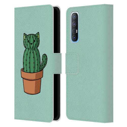 Beth Wilson Doodlecats Cactus Leather Book Wallet Case Cover For OPPO Find X2 Neo 5G