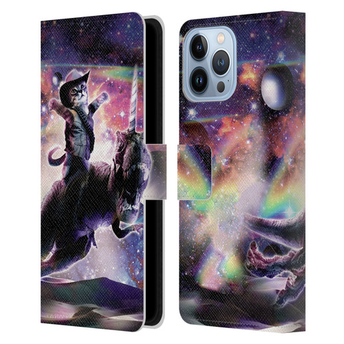 Random Galaxy Space Cat Dinosaur Unicorn Leather Book Wallet Case Cover For Apple iPhone 13 Pro Max