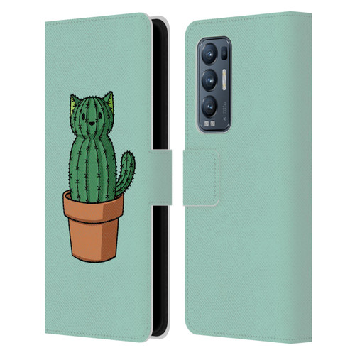 Beth Wilson Doodlecats Cactus Leather Book Wallet Case Cover For OPPO Find X3 Neo / Reno5 Pro+ 5G