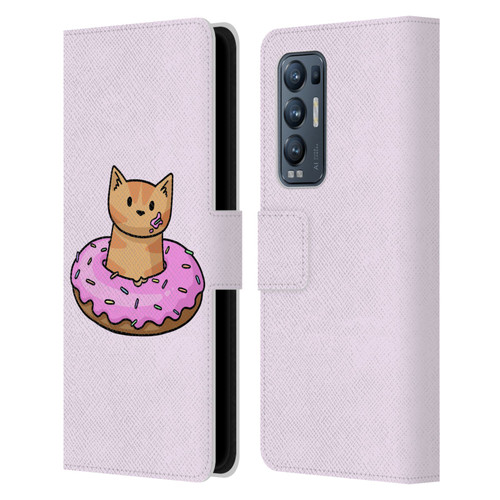 Beth Wilson Doodlecats Donut Leather Book Wallet Case Cover For OPPO Find X3 Neo / Reno5 Pro+ 5G