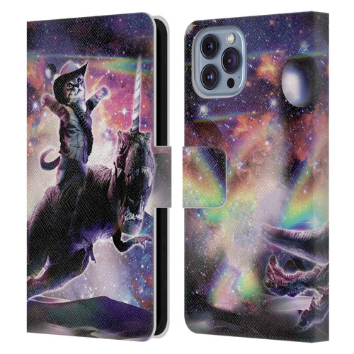 Random Galaxy Space Cat Dinosaur Unicorn Leather Book Wallet Case Cover For Apple iPhone 14