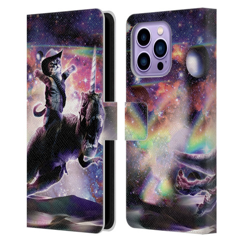 Random Galaxy Space Cat Dinosaur Unicorn Leather Book Wallet Case Cover For Apple iPhone 14 Pro Max