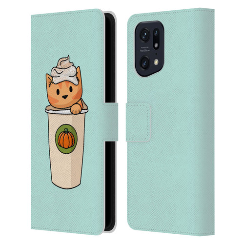 Beth Wilson Doodlecats Pumpkin Spice Latte Leather Book Wallet Case Cover For OPPO Find X5