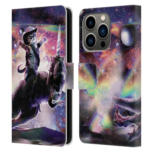 Random Galaxy Space Cat Dinosaur Unicorn Leather Book Wallet Case Cover For Apple iPhone 14 Pro