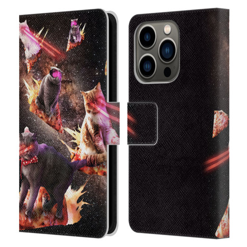 Random Galaxy Space Cat Fire Pizza Leather Book Wallet Case Cover For Apple iPhone 14 Pro