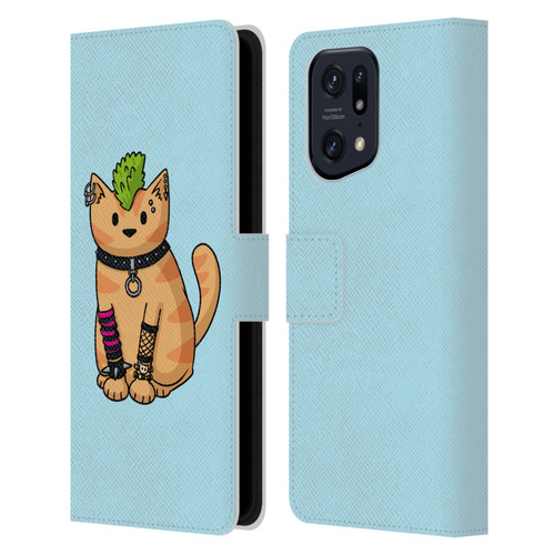 Beth Wilson Doodlecats Punk 2 Leather Book Wallet Case Cover For OPPO Find X5 Pro