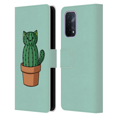 Beth Wilson Doodlecats Cactus Leather Book Wallet Case Cover For OPPO A54 5G