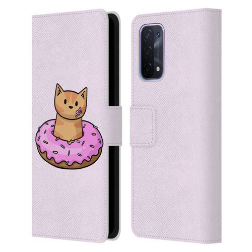 Beth Wilson Doodlecats Donut Leather Book Wallet Case Cover For OPPO A54 5G