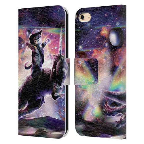 Random Galaxy Space Cat Dinosaur Unicorn Leather Book Wallet Case Cover For Apple iPhone 6 / iPhone 6s