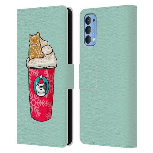 Beth Wilson Doodlecats Gingerbread Latte Leather Book Wallet Case Cover For OPPO Reno 4 5G
