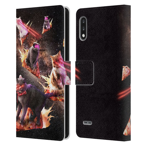 Random Galaxy Space Cat Fire Pizza Leather Book Wallet Case Cover For LG K22