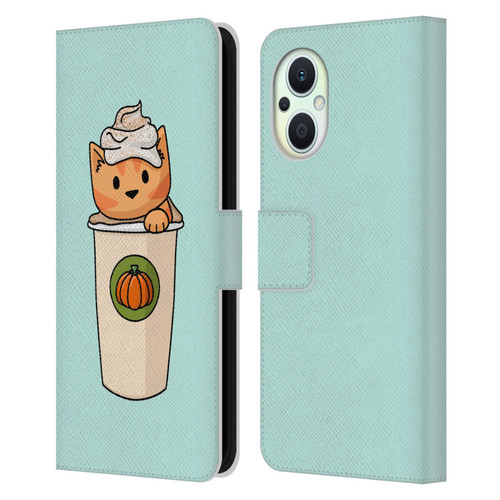 Beth Wilson Doodlecats Pumpkin Spice Latte Leather Book Wallet Case Cover For OPPO Reno8 Lite