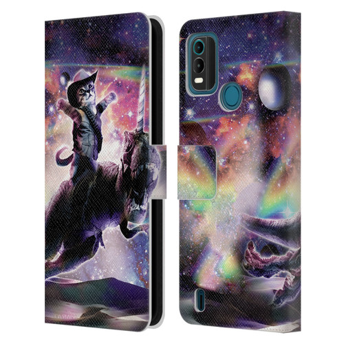 Random Galaxy Space Cat Dinosaur Unicorn Leather Book Wallet Case Cover For Nokia G11 Plus