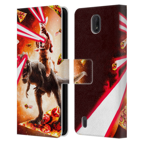 Random Galaxy Space Cat Dinosaur & Dog Lazer Eye Leather Book Wallet Case Cover For Nokia C01 Plus/C1 2nd Edition