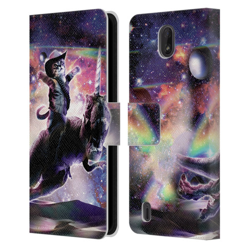 Random Galaxy Space Cat Dinosaur Unicorn Leather Book Wallet Case Cover For Nokia C01 Plus/C1 2nd Edition