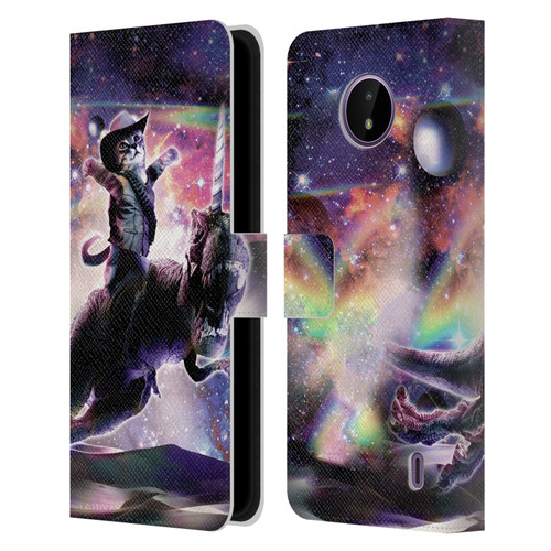 Random Galaxy Space Cat Dinosaur Unicorn Leather Book Wallet Case Cover For Nokia C10 / C20