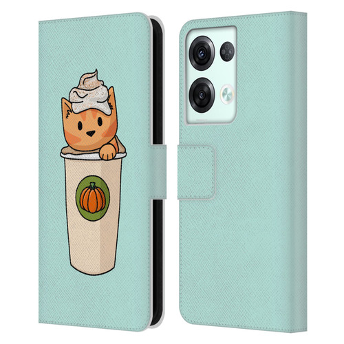 Beth Wilson Doodlecats Pumpkin Spice Latte Leather Book Wallet Case Cover For OPPO Reno8 Pro