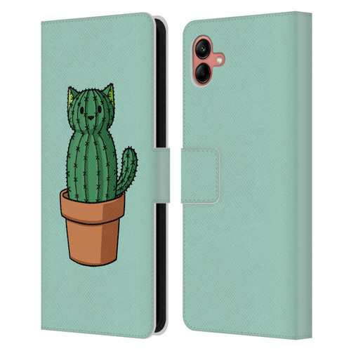 Beth Wilson Doodlecats Cactus Leather Book Wallet Case Cover For Samsung Galaxy A04 (2022)