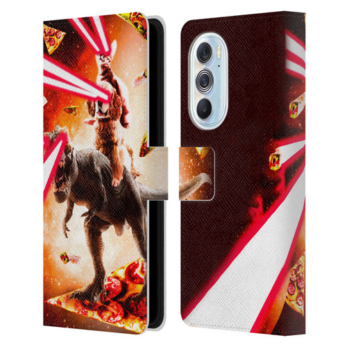 Random Galaxy Space Cat Dinosaur & Dog Lazer Eye Leather Book Wallet Case Cover For Motorola Edge X30