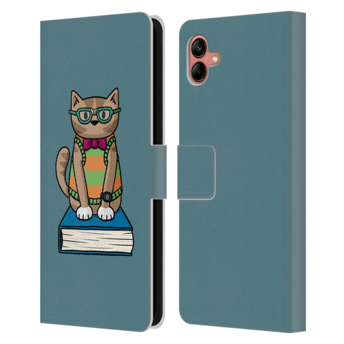 Beth Wilson Doodlecats Nerd Leather Book Wallet Case Cover For Samsung Galaxy A04 (2022)