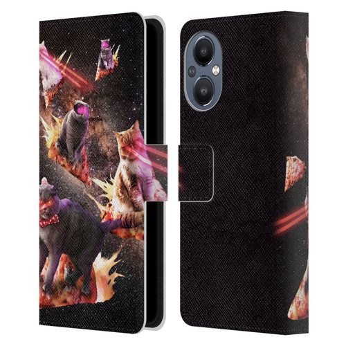 Random Galaxy Space Cat Fire Pizza Leather Book Wallet Case Cover For OnePlus Nord N20 5G