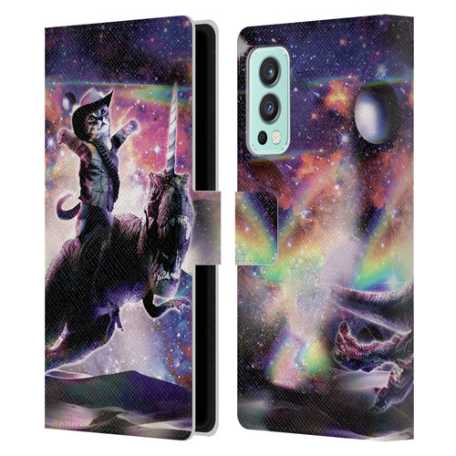 Random Galaxy Space Cat Dinosaur Unicorn Leather Book Wallet Case Cover For OnePlus Nord 2 5G