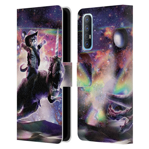 Random Galaxy Space Cat Dinosaur Unicorn Leather Book Wallet Case Cover For OPPO Find X2 Neo 5G