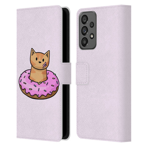 Beth Wilson Doodlecats Donut Leather Book Wallet Case Cover For Samsung Galaxy A73 5G (2022)