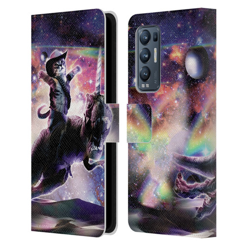 Random Galaxy Space Cat Dinosaur Unicorn Leather Book Wallet Case Cover For OPPO Find X3 Neo / Reno5 Pro+ 5G