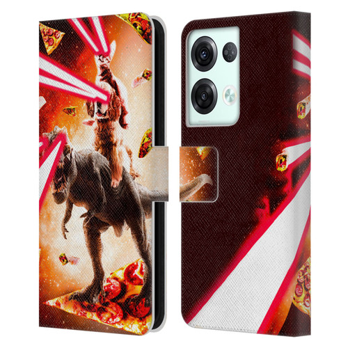 Random Galaxy Space Cat Dinosaur & Dog Lazer Eye Leather Book Wallet Case Cover For OPPO Reno8 Pro
