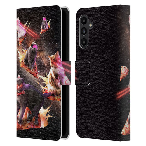 Random Galaxy Space Cat Fire Pizza Leather Book Wallet Case Cover For Samsung Galaxy A13 5G (2021)