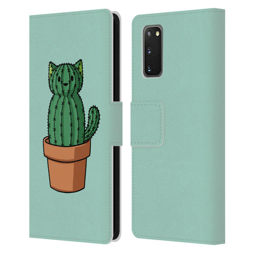 Beth Wilson Doodlecats Cactus Leather Book Wallet Case Cover For Samsung Galaxy S20 / S20 5G