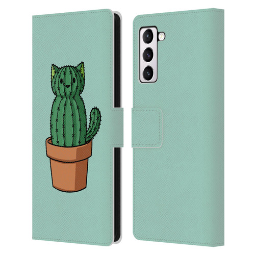 Beth Wilson Doodlecats Cactus Leather Book Wallet Case Cover For Samsung Galaxy S21+ 5G