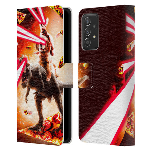 Random Galaxy Space Cat Dinosaur & Dog Lazer Eye Leather Book Wallet Case Cover For Samsung Galaxy A53 5G (2022)