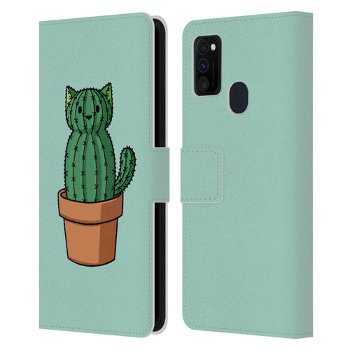 Beth Wilson Doodlecats Cactus Leather Book Wallet Case Cover For Samsung Galaxy M30s (2019)/M21 (2020)