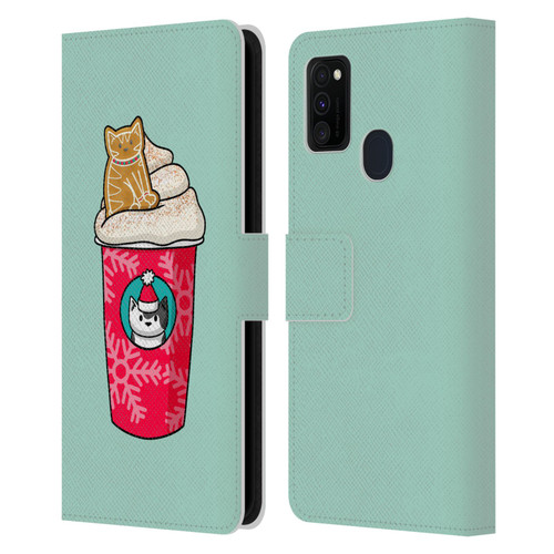Beth Wilson Doodlecats Gingerbread Latte Leather Book Wallet Case Cover For Samsung Galaxy M30s (2019)/M21 (2020)