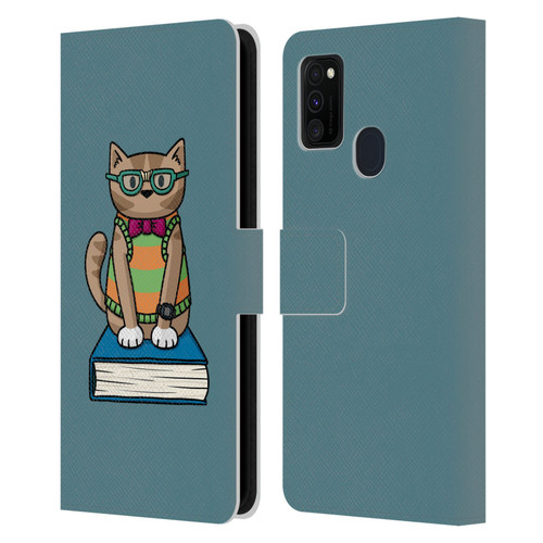 Beth Wilson Doodlecats Nerd Leather Book Wallet Case Cover For Samsung Galaxy M30s (2019)/M21 (2020)