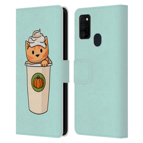 Beth Wilson Doodlecats Pumpkin Spice Latte Leather Book Wallet Case Cover For Samsung Galaxy M30s (2019)/M21 (2020)