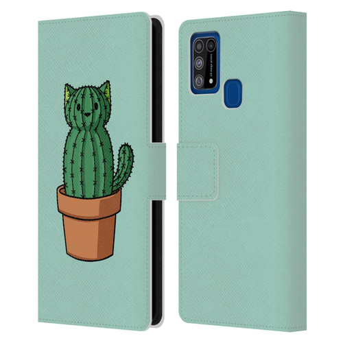 Beth Wilson Doodlecats Cactus Leather Book Wallet Case Cover For Samsung Galaxy M31 (2020)