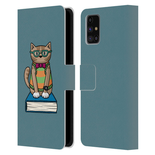 Beth Wilson Doodlecats Nerd Leather Book Wallet Case Cover For Samsung Galaxy M31s (2020)